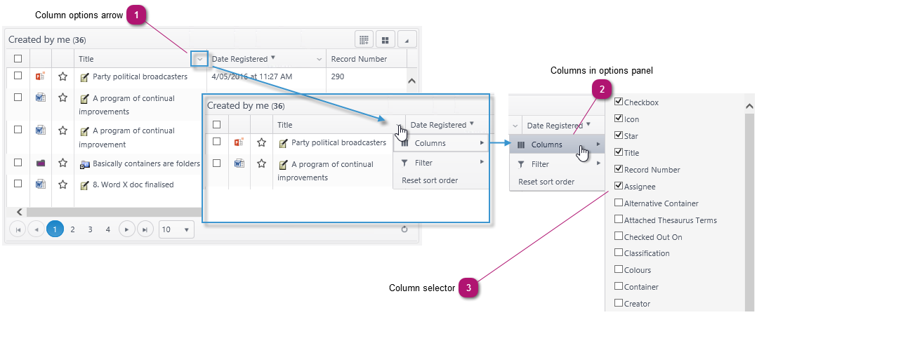 Add and remove columns (metadata fields)