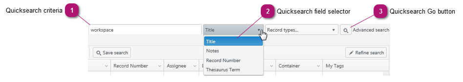 Quicksearch with field selector